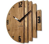 FLEXISTYLE Horloge murale Asymétrie horloge murale chêne salle de bain salon bois modernediamètre sans tic-tac aspect bois (chêne, 30cm)