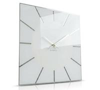 FLEXISTYLE Horloge Murale carrée Digit 30 cm de diamètre, sans Bruit de tic-tac Moderne, Design en Verre Acrylique et Miroir Acrylique, Salon, Chambre à Coucher Blanche (Blanc)