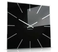FLEXISTYLE Horloge Murale carrée Exact de 30 cm de diamètre, sans Bruit de tic-tac Moderne, Design en Verre Acrylique et Miroir Acrylique pour Salon, Chambre à Coucher (Noir)