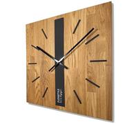FLEXISTYLE Horloge murale moderne sans tic-tac Horloges murales modernes Bois Salle de bain Salon Chêne (noir carré, 50 cm)