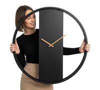FLEXISTYLE - Horloge murale grande sans bruit de tic-tac - LOFT OVAL - Métal - Noir - 3D XXL - Moderne - Pour salle de bain, salon - (80 cm de diamètre - Noir)