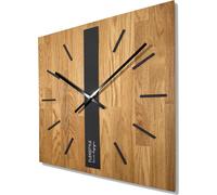 FLEXISTYLE Horloge murale moderne sans tic-tac Horloges murales modernes Bois Salle de bain Salon Chêne (noir carré, 50 cm)