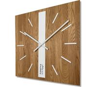 FLEXISTYLE Horloge murale moderne sans tic-tac Horloges murales modernes Bois Salle de bain Salon Chêne (blanc carré, 50 cm)