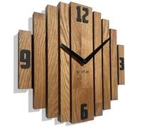 FLEXISTYLE Horloge Murale Symmetry - Horloge Murale en chêne - pour Salle de Bain et Salon - Diamètre sans Bruit de tic-tac - Aspect Bois (chêne, 30 cm)