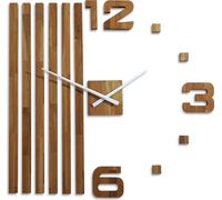 FLEXISTYLE Horloges murales 3D Bricolage bois chêne lamelles grande horloge murale 60 cm 3D Horloge murale Design moderne EKO Horloges murales Décoration horloges pour bureau salon chambre à coucher