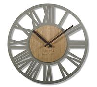 FLEXISTYLE Loft Horloge Murale rétro en Bois de chêne sans Bruit de tic-tac 50 cm de diamètre Gris chêne