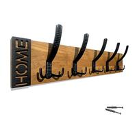 FLEXISTYLE Patère murale moderne en chêne - Design à lamelles - Panneaux à lamelles - Noir moderne et naturel - 3 dimensions (chêne, 60 cm)