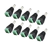 flexman 10 Pièces Connecteur d'alimentation CC, Adaptateur Jack Mâle, Connexion d'Entrée de Sortie d'alimentation CC 2,1 mm pour Caméra de Vidéosurveillance, Sécurité, Équipement