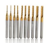 FLEXMAN 10 Pièces Fraise Bout Carbure Cémenté à Gravure Bits, 1.0 3.0mm Fraise en Bout en Carbure Cémenté à Gravure Bits Sculpture Perceuse Outils Endated Mill avec des Lames pour Bois Acrylique