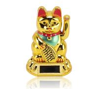 flexman Chat de Bienvenue Porte Bonheur, Chat Porte Bonheur Chinois, Lucky Cat Porcelaine, Maneki Neko Alimenté Chat Chanceux avec Bras Ondul, Chat Chinois Asie Décoration pour Maison, Bureau (Doré)