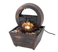 Flexman Fontaine à Eau Cascade Intérieure avec Lumières LED, Décoration de Lotus Doré en Pierre, Ornements pour la Maison, Le Bureau