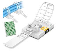 FLEXOWIRE 50 pcs. Serre cable adhesif blanc - fix cable avec embase adhesive pour cable management - Serre cable plastique, attache cable adhesive, organisateur de cable, support de cable adhesif