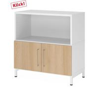 FlexWall | 2 HC | Portes + corps | avec bâti de socle - Blanc/Chêne
