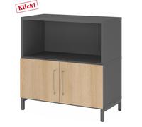 FlexWall | 2 HC | Portes + corps | avec bâti de socle - Graphite/Chêne