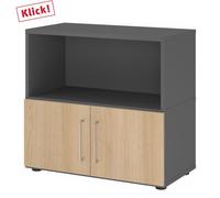 FlexWall | 2 HC | Portes + corps | avec pieds réglables - Graphite/Chêne