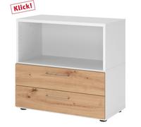 FlexWall | 2 HC | Tiroirs + corps | avec pieds réglables - Blanc/Chêne Cendré