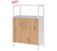 FlexWall | 3 HC | Portes + cadre | avec bâti de socle - Blanc/Chêne Cendré
