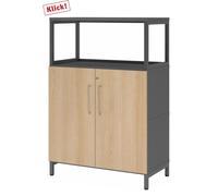 FlexWall | 3 HC | Portes + cadre | avec bâti de socle Graphite/Chêne