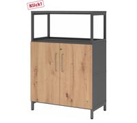 FlexWall | 3 HC | Portes + cadre | avec bâti de socle - Graphite/Chêne Cendré