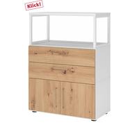 FlexWall | 3 HC | Portes + tiroirs + cadre | avec pieds réglables - Blanc/Chêne Cendré