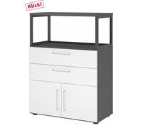 FlexWall | 3 HC | Portes + tiroirs + cadre | avec pieds réglables - Graphite/Blanc