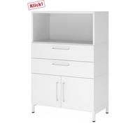 FlexWall | 3 HC | Portes + tiroirs + corps | avec bâti de socle - Blanc/Blanc