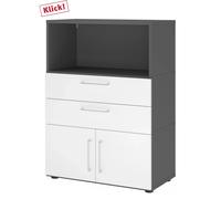 FlexWall | 3 HC | Portes + tiroirs + corps | avec pieds réglables Graphite/Blanc