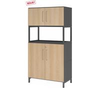 FlexWall | 4 HC | 2 x portes + cadre | avec bâti de socle - Graphite/Chêne