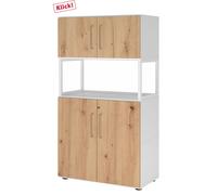 FlexWall | 4 HC | 2 x portes + cadre | avec pieds réglables - Blanc/Chêne Cendré