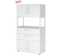 FlexWall | 4 HC | 2 x portes + tiroirs + cadre | avec pieds réglables - Blanc/Blanc