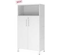 FlexWall | 4 HC | Portes + corps | avec bâti de socle - Blanc/Blanc