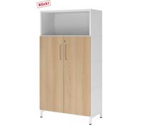FlexWall | 4 HC | Portes + corps | avec bâti de socle - Blanc/Chêne