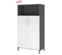 FlexWall | 4 HC | Portes + corps | avec bâti de socle - Graphite/Blanc