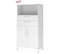 FlexWall | 4 HC | Portes + tiroirs + corps | avec bâti de socle Blanc/Blanc