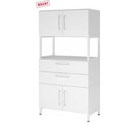 FlexWall | 4 OH | 2 x portes + tiroir + cadre | avec socle - Blanc/Blanc