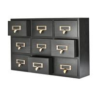 Flexzion Armoire d'apothicaire avec 9 tiroirs, armoire catalogue en carton noir
