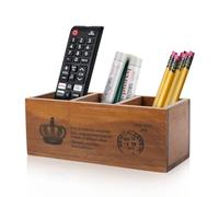 Flexzion Bois de stockage Organisateur/Télécommande Caddy Porte-boîte en bois Conteneur des fournitures de bureau, maison, Table de bout Sorter étagères Rack fixe de stockage