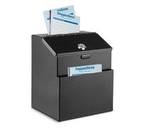 Flexzion Boîte à suggestions Murale Multi-usages avec Serrure - Boîte aux Lettres de bienfaisance - avec 25 Cartes de commentaires, boulons d'extension et clés (Noir)