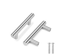 Flexzion Lot de 10 poignées argentées pour tiroir de cuisine de 10.2 cm, trou central de 6.3 cm, matériel pour porte de placard de cuisine, meubles de salle de bain
