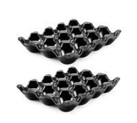 Flexzion Lot de 12 coquetiers en céramique - Plateau à œufs en porcelaine - Conteneur de rangement décoratif - Organisateur de présentoir - Support de service pour réfrigérateur, comptoir - 2 packs