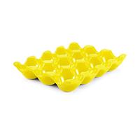 Flexzion Lot de 12 supports à œufs en céramique - Boîte de rangement antidérapante - Pour la maison, la cuisine, le réfrigérateur, le restaurant - Rouge