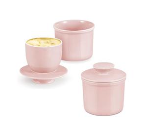 Flexzion Lot de 2 beurriers en porcelaine avec couvercle, beurrier français à tartiner à l'eau douce et douce scellée pour café, collection rétro, décoration de ferme (rose)
