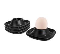 Flexzion Lot de 4 coquetiers souples en céramique noire empilables avec base pour servir, petit déjeuner, brunch, décoration de table de cuisine, noir