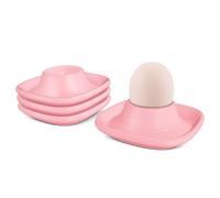 Flexzion Lot de 4 coquetiers souples en céramique rose empilables avec base pour servir, petit déjeuner, brunch, décoration de table de cuisine, rose