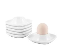 Flexzion Lot de 6 coquetiers pour œufs à la coque - En céramique - Empilables - Avec base pour servir, petit déjeuner, brunch - Décoration de table de cuisine - Blanc