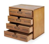 Flexzion Organiseur de fournitures de bureau en bois avec 4 tiroirs de rangement, armoire de table en bois à 4 niveaux, boîte d'accessoires de bureau, pour la maison, les travaux manuels, le courrier