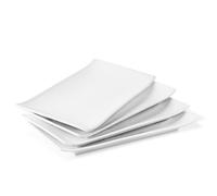 Flexzion Plat de service en porcelaine, plat rectangulaire en céramique kit de 4 présentoir de 10" pour salle à manger pour la cuisine de Fête Gâteau Dîner Dessert Grill viande Poisson sushi Blanc