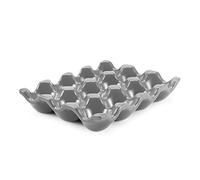 Flexzion Porte-œufs en céramique pour réfrigérateur - Plateau à 12 œufs - Conteneur en porcelaine pour une douzaine d'œufs - Organisateur de rangement décoratif - Support de service pour affichage sur
