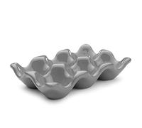 Flexzion Porte-œufs en céramique pour réfrigérateur - Plateau à œufs pour 6 tasses - Demi-douzaine de récipients en porcelaine - Organisateur de rangement décoratif pour réfrigérateur, comptoir de