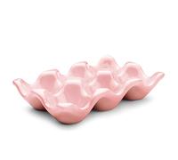 Flexzion Porte-œufs en céramique pour réfrigérateur - Plateau à œufs pour 6 tasses - Demi-douzaine de récipients en porcelaine - Organisateur de rangement décoratif pour réfrigérateur, comptoir de